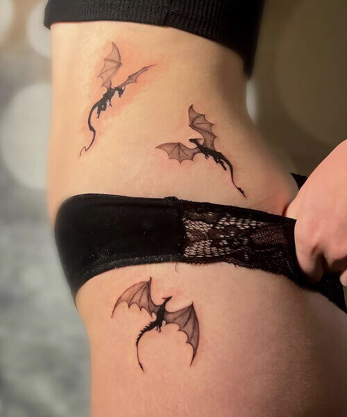 tatuaż kobiecy smoki
